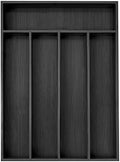 Besilord Bamboo Silverware Holder - Drawer Organizer with 5 Slots (Black)