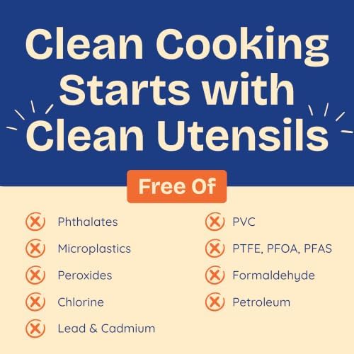 NonToxic Platinum Silicone Utensils, 100% Plastic-Free, 8-Pcs, Beige