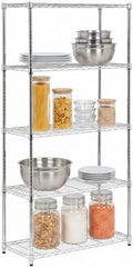 Honey-Can-Do 5-Tier Rolling Chrome Wire Shelf, NSF, 350 lb/Shelf, 36x18x72