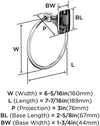 Amerock BH3601226 | Chrome Towel Ring | 7-7/16 inch (189 mm) Width Towel Holder | Highland Ridge | Hand Towel Holder for Bathroom Wall | Small Kitchen | Bath Accessories