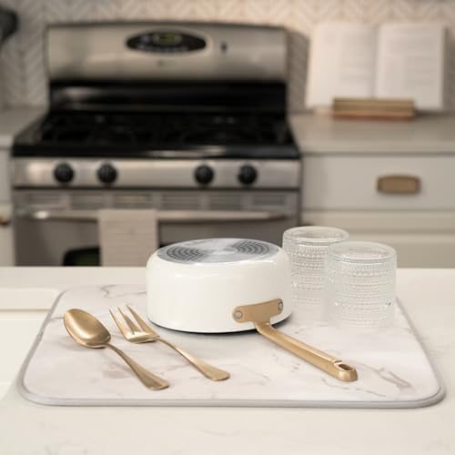S&T INC. Dish Drying Mat, 16" x 18", Large, Grey Stone