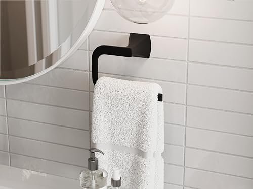Pfister Bruxie Towel Ring, Hand Towel Holder for Bathroom, Wall-Mounted, Screw-In, Matte Black Finish, BRBBIE0B