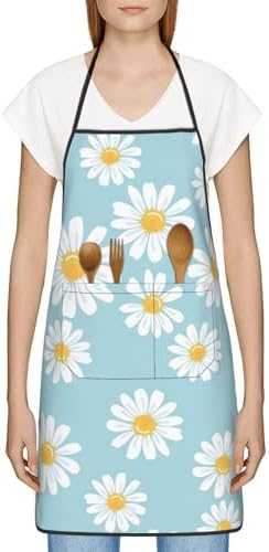 Sigouyinei Waterproof Kitchen Apron For Women Men Soft Bib Work With Pocket