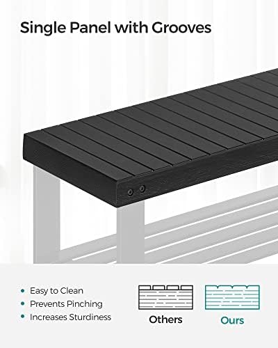 SONGMICS Shoe Rack Bench, 3-Tier Bamboo Entryway Bench, 27.6 Inches Width