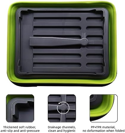 THANSTAR Collapsible Dish Drying Rack for RV Campers Portable Dinnerware Drainer Organizer for Kitchen Travel Trailer-Green