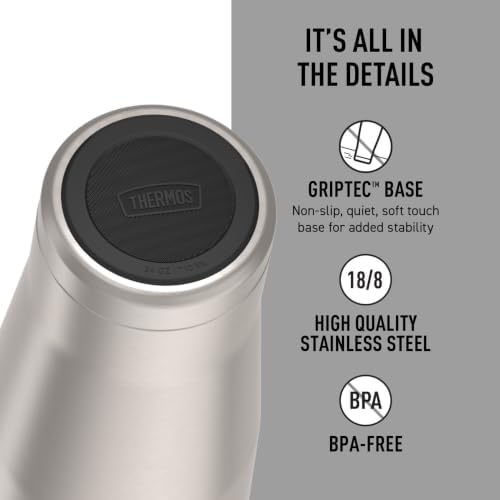 THERMOS ICON SERIES, Stainless Steel Cold Tumbler with Lid and Straw - 24 Ounce, Matte Stainless Steel - Vacuum Insulated Tumbler