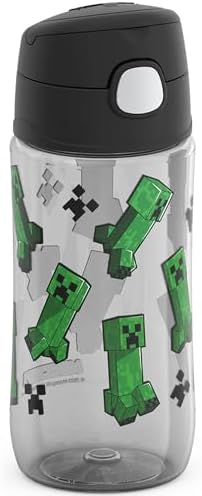 THERMOS FUNTAINER 16oz Plastic Bottle with Spout Lid, Minecraft