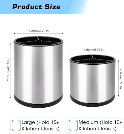 360°Rotating Kitchen Utensil Holder, 8"+5.5" Utensil Crocks for Countertop