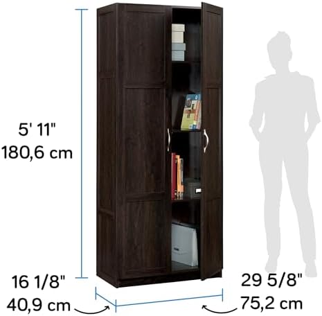 Sauder Storage Cabinet/ Pantry cabinets, 29.61 " x D: 16.02 " x H: 71.50", Cinnamon Cherry finish