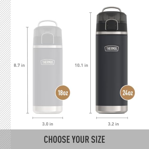 THERMOS ICON SERIES, Stainless Steel Water Bottle with Spout - 24 Ounce, White - Vacuum Insulated Water Bottle with Lid