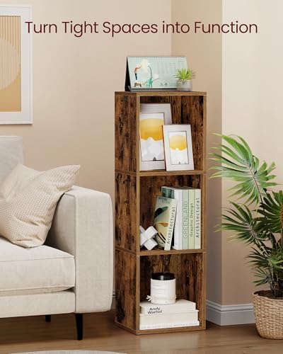 VASAGLE Bookshelf, 3-Tier Bookcase, 11.8 x 9.4 x 37.3 Inches