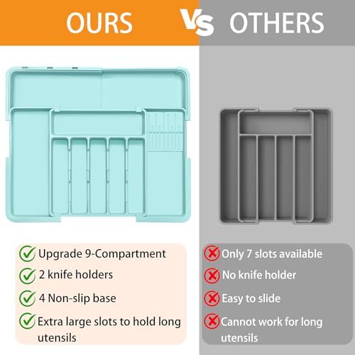 Homecor Silverware Organizer - Expandable Large Kitchen Drawer Organizer
