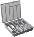 Lifewit Silverware Organizer with Lid, Covered Utensil Tray, 12.6x11.8