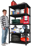 IRIS USA Plastic Storage Shelves |Made in USA| 75"H x 36"W x 24"D - Black