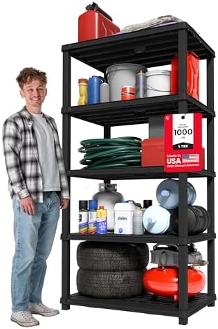 IRIS USA Plastic Storage Shelves |Made in USA| 75"H x 36"W x 24"D - Black