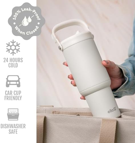 Ello Oasis Go+ 32oz Insulated Stainless Steel Tumbler with Straw, Mineral