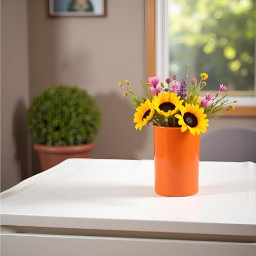 Reston Lloyd 6 Piece Kitchen Utensil Holder for Kitchen Counter, Utensils Crock with Heat Resistant Spoon, Slotted Spoon, Ladle, Spatula BPA Free, Orange
