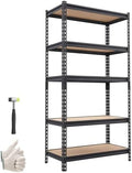 VEVOR Storage Shelves, 5-Tier Adjustable, 2000 lbs Capacity, Heavy Duty Garage Storage Shelving Unit, Metal Utility Rack Shelf, for Kitchen Pantry Basement Bathroom, 32.36" W x 16.34" D x 62.76" H