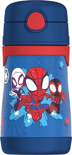 THERMOS Vacuum Insulated Stainless Steel 10oz Straw Bottle, Spidey and His Amazing