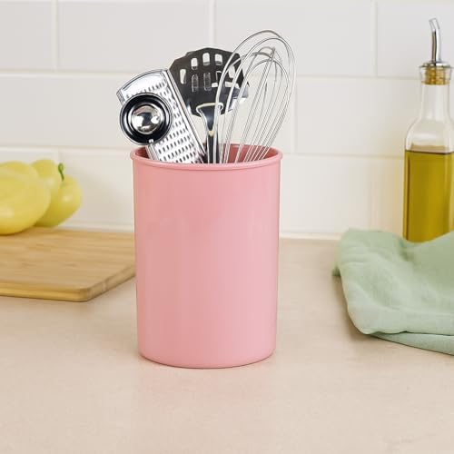 Reston Lloyd Calypso BasicsMultipurpose Cookware Storage Crock, Kitchen Countertop & Office Desk Organization, Durable & Food Safe BPA-Free Plastic, Pink