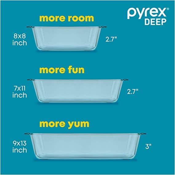 Pyrex Deep Glass Baking Dish with Plastic Lid, Deep Casserole Dish