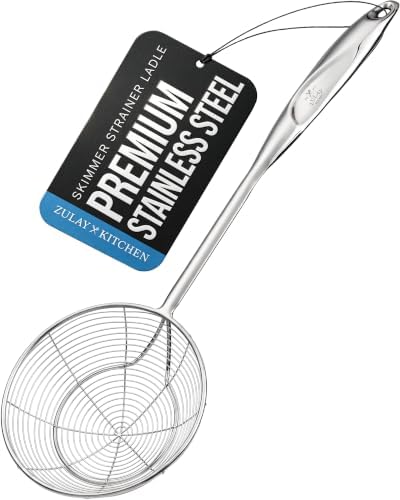 Zulay Kitchen Stainless Steel Skimmer Strainer Ladle