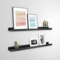 MCS Picture Ledge Shelf, Room Decor Floating Shelf, Black Woodgrain, 35 Inch, Set of 2