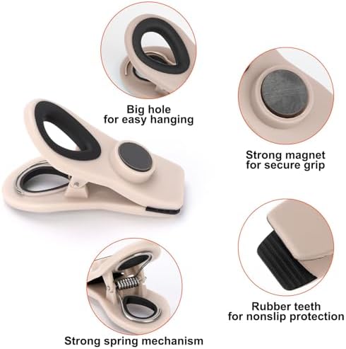 TACGEA Chip Clips, Magnetic Bag Clips with Air Tight Seal for Food Storage, 16 Pieces, Neutral Color