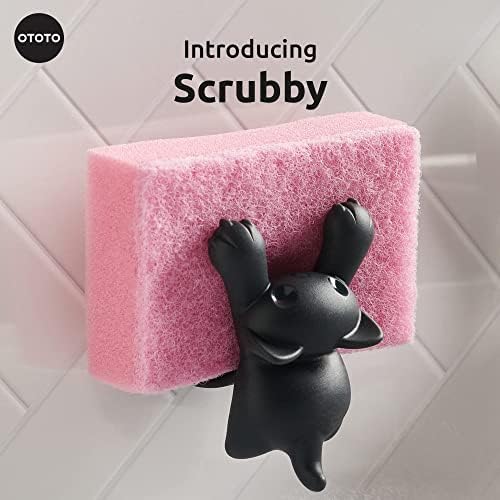 OTOTO Sponge Holder for Kitchen Sink - Comes With Dish Sponge - Dishwasher Safe Dish Organizer - Unique Kitchen Gadgets, White Elephant Gifts (Scrubby Gray)