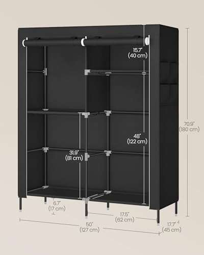 SONGMICS Portable Closet, Fabric Wardrobe, Clothes Rack with Shelves