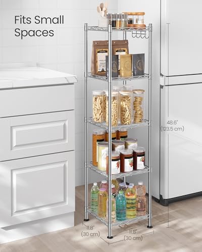 SONGMICS 5-Tier Bathroom Shelf, Storage Rack for Small Space