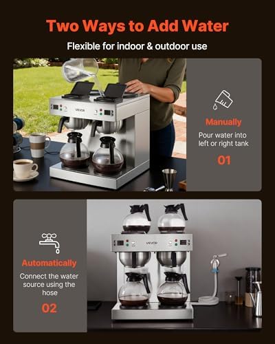 VEVOR Commercial Drip Coffee Maker, 24 Cups Coffee Machine Dual-Head