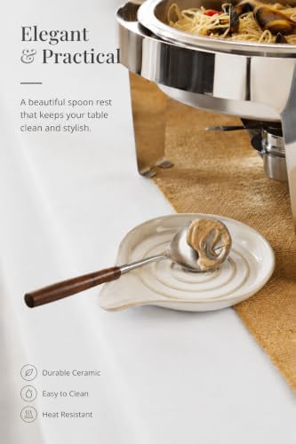 LAUCHUH Spoon Rest for Stove Top, Ceramic Spoon Holder for Kitchen Counter
