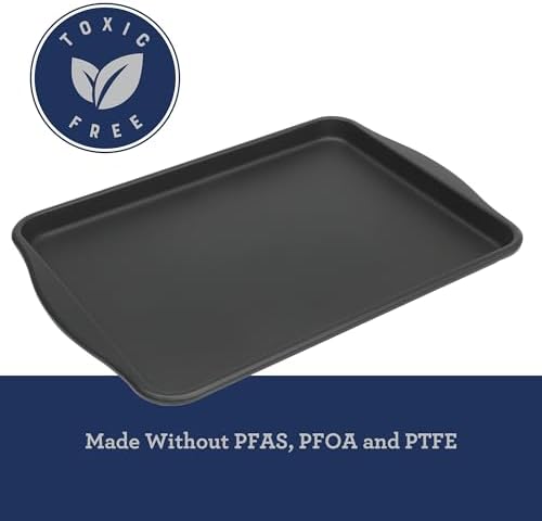 Oster Teston 15 x 10 Inch Cookie Baking Sheet, Nonstick Carbon Steel Bakeware Pan, Matte Black, PFAS-Free, Warp-Resistant, Oven-Safe