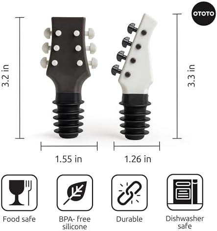OTOTO Guitar Wine Stoppers Set - Wine Cork, Wine Cap - Unique Kitchen Gadgets, Cooking Gifts for Women, Kitchen Essentials, Kitchen Utensils, Funny Gift, Kitchen Accessories - (Cork n' Roll)