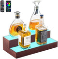 VEVOR LED Lighted Liquor Bottle Display, 2-Tier 16 Inch Whiskey Rack, Supports USB, Illuminated Home Bar Shelf with RF Remote & App Control, 7 Static Colors, Acrylic+ Wood Lighted Shelf for 8 Bottles