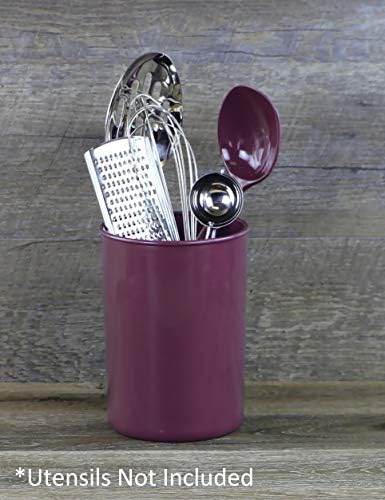 Reston Lloyd Calypso BasicsMultipurpose Cookware Storage Crock, Kitchen Countertop & Office Desk Organization, Durable & Food Safe BPA-Free Plastic, Plum