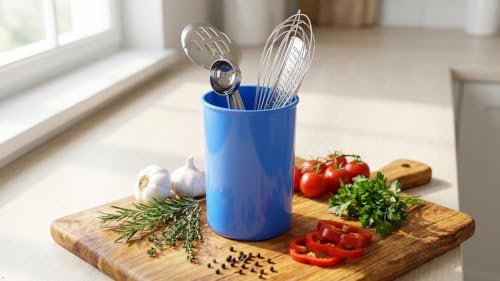 Reston Lloyd Calypso Basics Multipurpose Cookware Storage Crock, Kitchen Countertop & Office Desk Organization, Durable & Food Safe BPA-Free Plastic, Azure