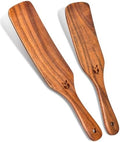 2Pcs Natural Wooden Spurtle for Sourdough Starter, Wooden Spoon for Cooking