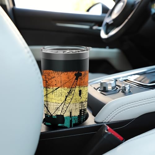 Crane Operator - Retro Tower Crane Heavy Equipment Driver Stainless Steel Insulated Tumbler