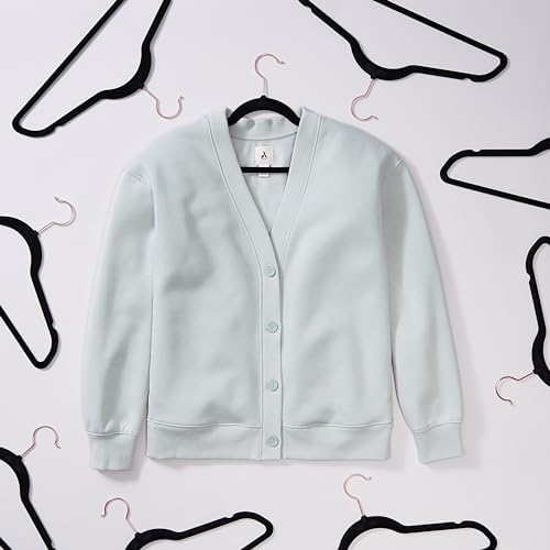 Amazon Basics Slim Velvet Non-Slip Space Saving Suit Clothes Hangers for Closet Organization, Black/Rose Gold, 50-Pack