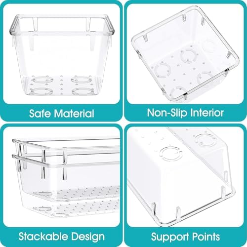 23 PCS Plastic Drawer Organizers Set, 4 Size Desk Drawer Organizer Trays