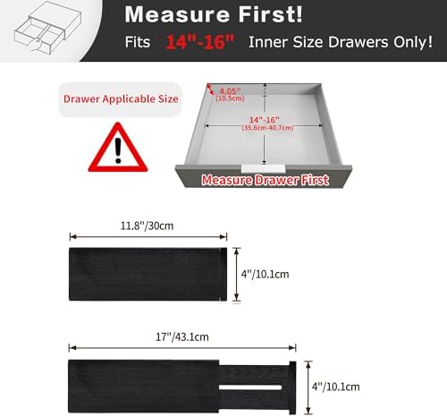 Utoplike Dresser Drawer Dividers, 4" High Black Drawer Organizers Clothes
