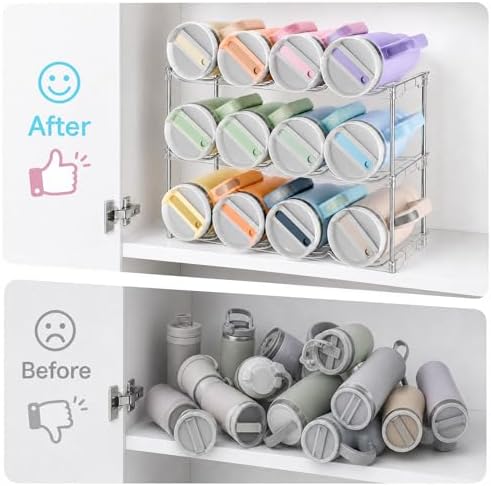 Stackable Water Bottle Organizer for Cabinet for Stanley 40 oz Tumbler