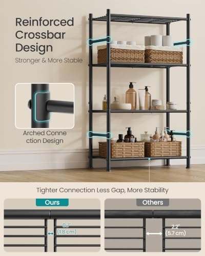 SONGMICS 4-Tier Storage Shelves, Steel Shelving Unit