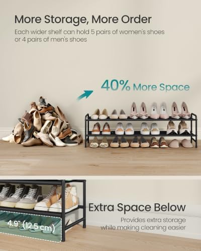 SONGMICS Long Shoe Rack, 2-Tier Shoe Organizer, Holds up to 15 Pairs