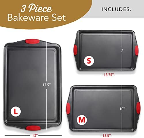 Eatex Baking Sheet Set, 3 Piece Baking Pans Set, Cookie Sheets for Baking