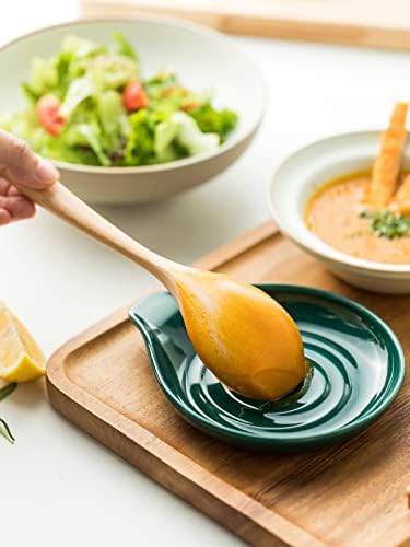 LAUCHUH Spoon Rest for Stove Top, Ceramic Spoon Holder for Kitchen Counter
