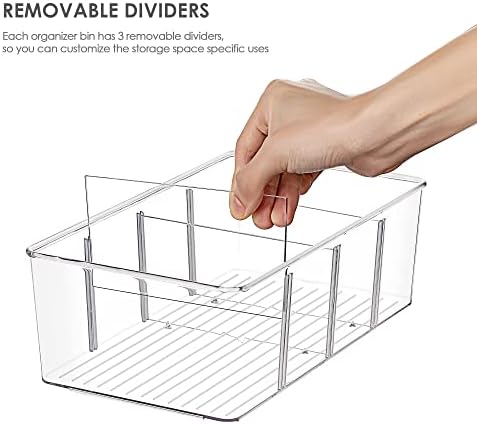 Vtopmart 10 Pack Food Storage Organizer Bins, Clear Plastic, 4 Compartments