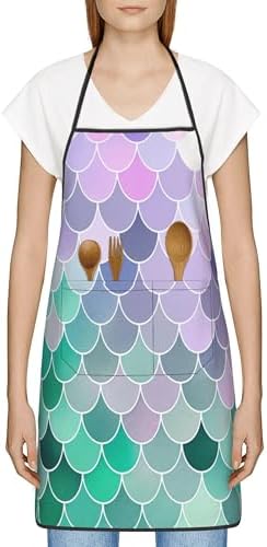 Cooking Chef Apron with Pockets BBQ Kitchen Work Waterproof for Gardening and Salon,Size 20.4x28.3 Inch